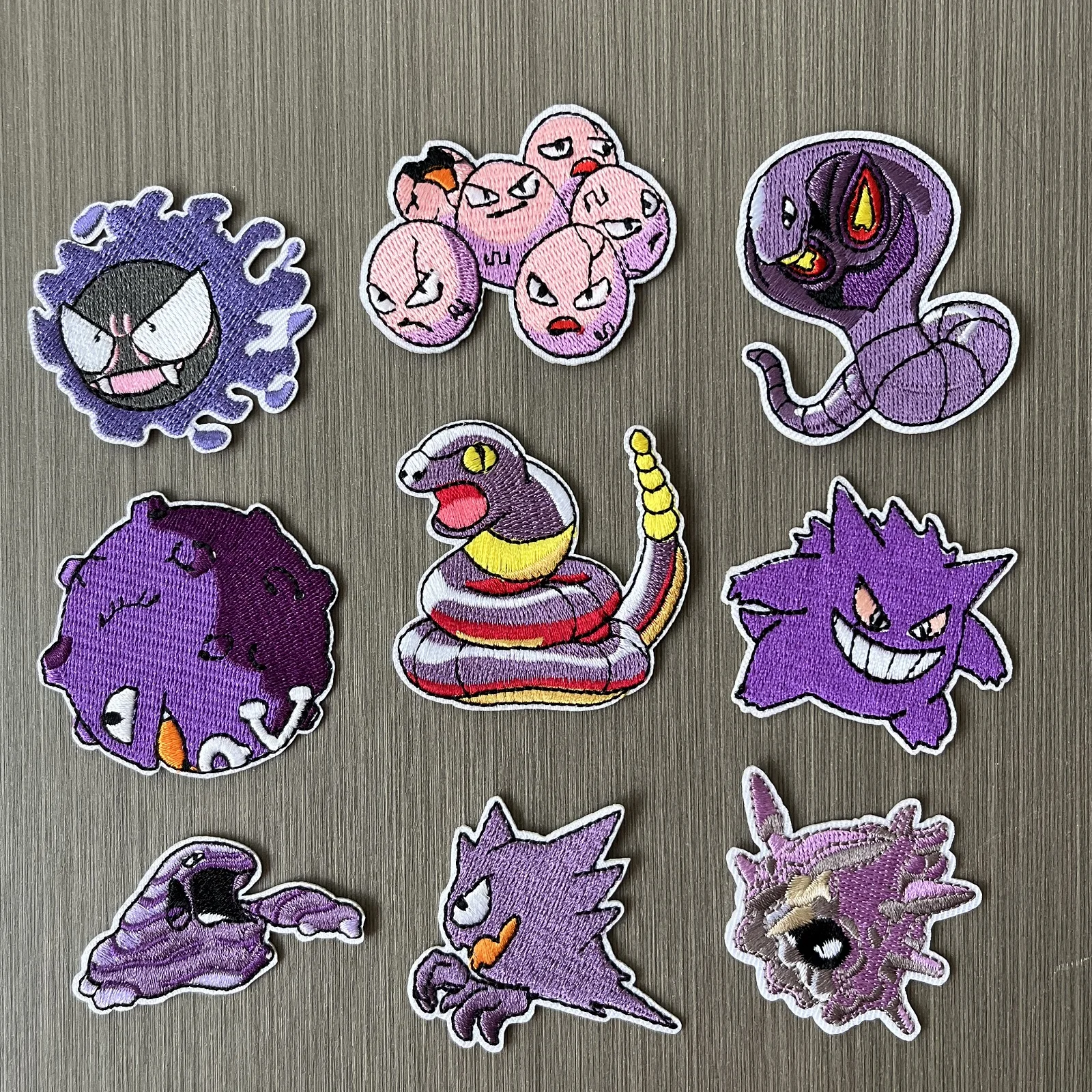 9Pcs Anime Gengar Snake Game Pokemon Series Ironing Embroidered Patch For Sew on Clothes Jeans Sticker Coat Embroidery Applique