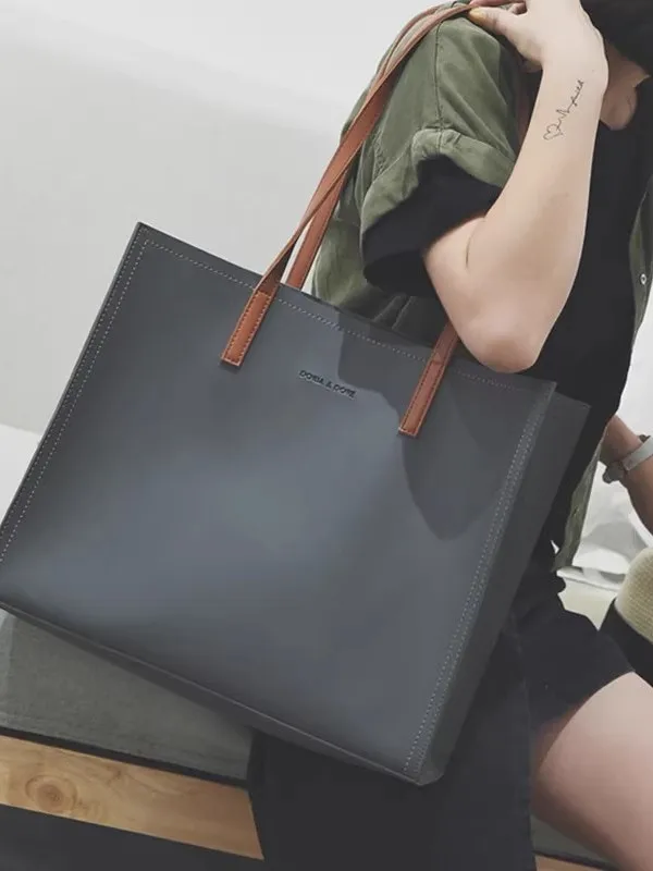 

Elegant Commuter Women's Shoulder Bag Large Capacity Tote Bag Double Strap Medium Hardness Leather Wedding Handbag