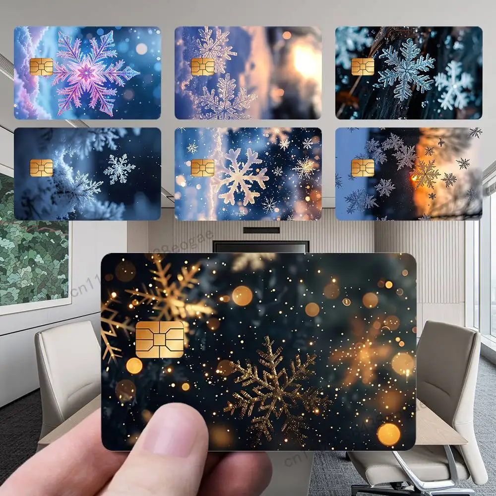 

Christmas Snowflakes Art PVC Sticker Film Tape Skin for Credit Debit Card For Credit Debit Card Small Large Chip