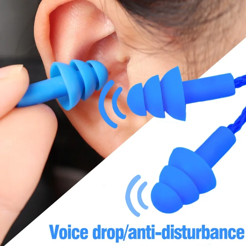 Anti-lost Corded Soft Silicone Ear Plug Protector Reusable Hearing Protection Noise Reduction Safe Waterproof Earplugs Earmuff