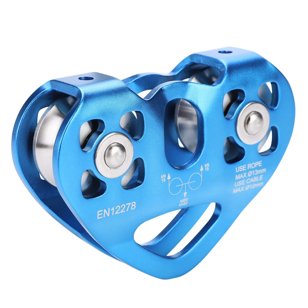 30kn Klimmen Dual Katrol Aluminium Zip Line Katrol Grote Dragende Katrol Rotsklimmen Apparatuur