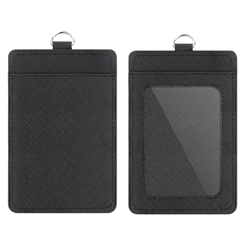 2 × مجموعة حاملات شارات ومشابك بكرة قابلة للسحب شديدة التحمل، حامل شارات عمودي من جلد البولي يوريثان فتحات بطاقة نافذة الهوية الشفافة