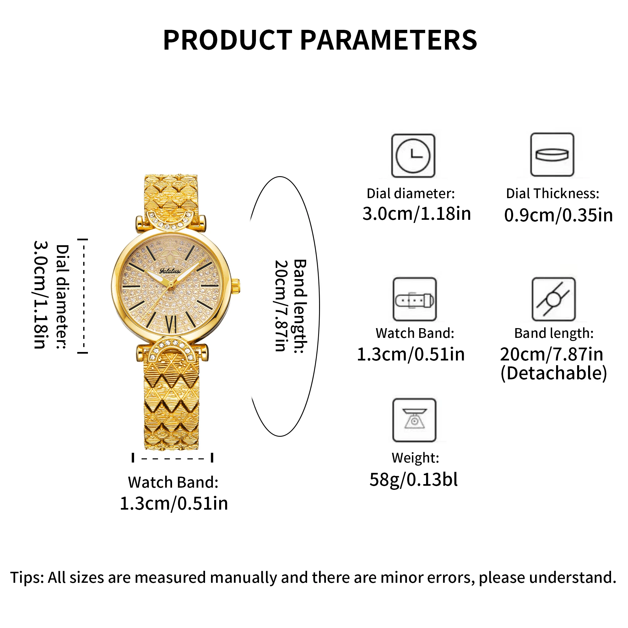 YaLaLuSi Brand 2024 New Hot Model Gold Crystal Diamonds Luxury With Box Watch Remover Ladies Gift Ion Vacuum Plating