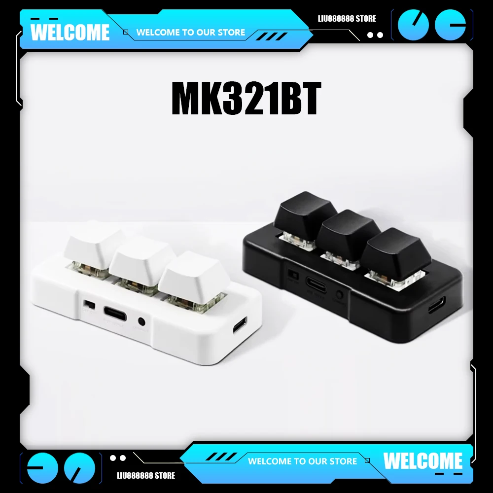 MK321BT Bluetooth Wireless Switch 3-key Mini USB+BT+Wired Three Mode Customized Keyboard for Office Game Multimedia Keyboard