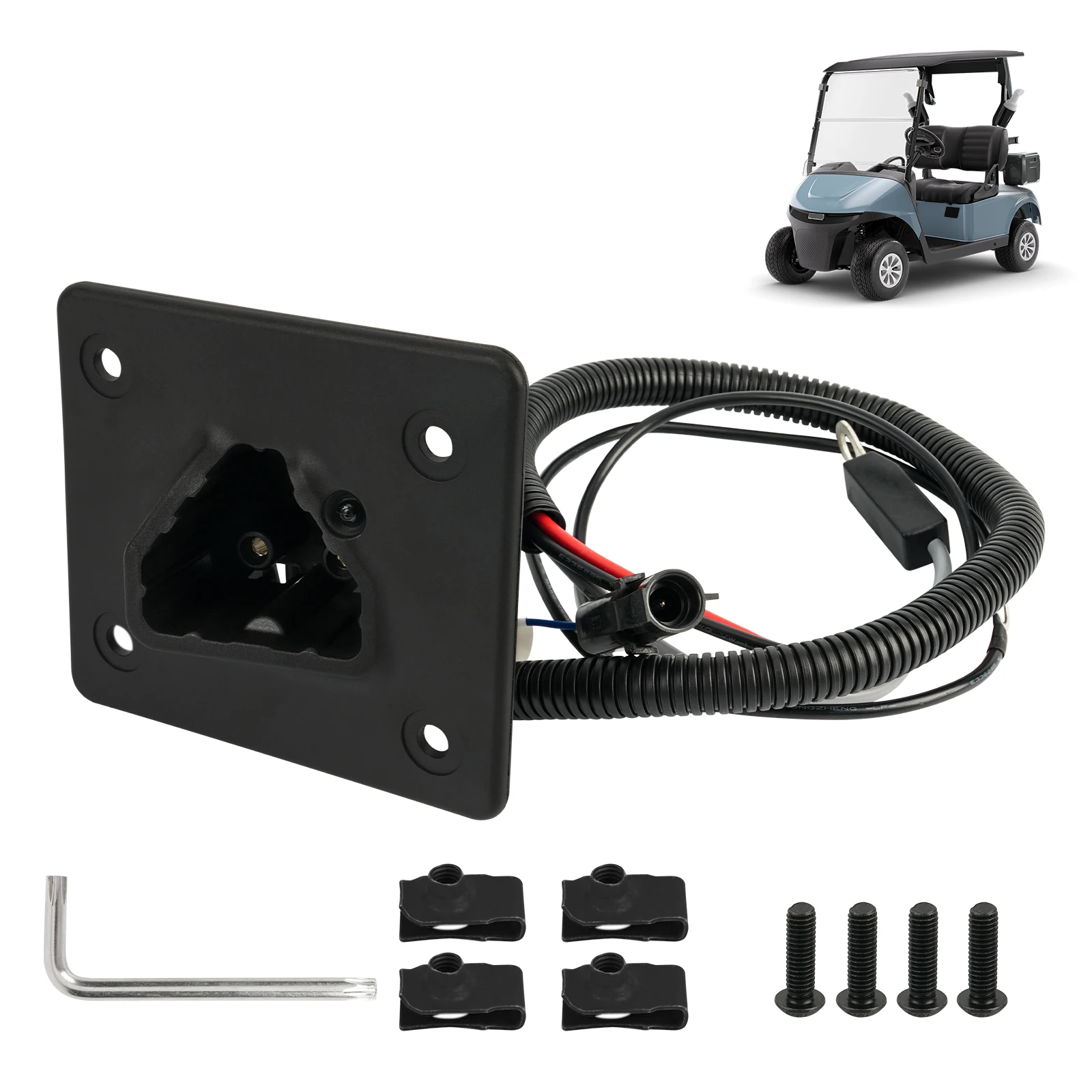 Porta-Carregador Delta-Q 48V com Cabo DC para Carrinho de Golfe Elétrico EZGO RXV 48 Volts (2008 em diante) OEM # 602529