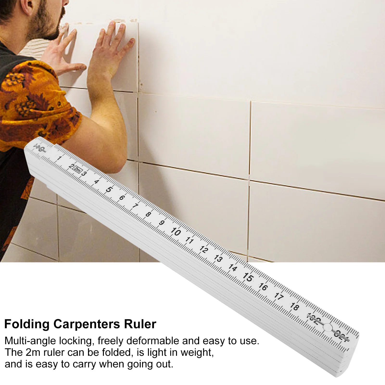 2PCS 2m Folding Carpenters Ruler Lightweight Compact Measuring Stick Portable Measuring Ruler Professional Handheld Woodworking