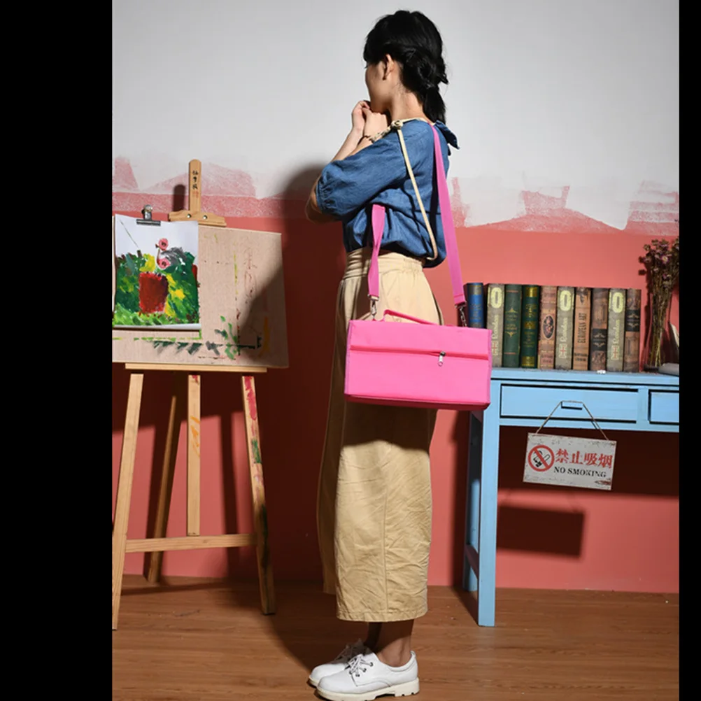 Premium 80 Slot Marker Pen Case Nylon Shoulder Strap Elastic Ring Table Easel Countertop T-Tag Cabinet Connector Rosy