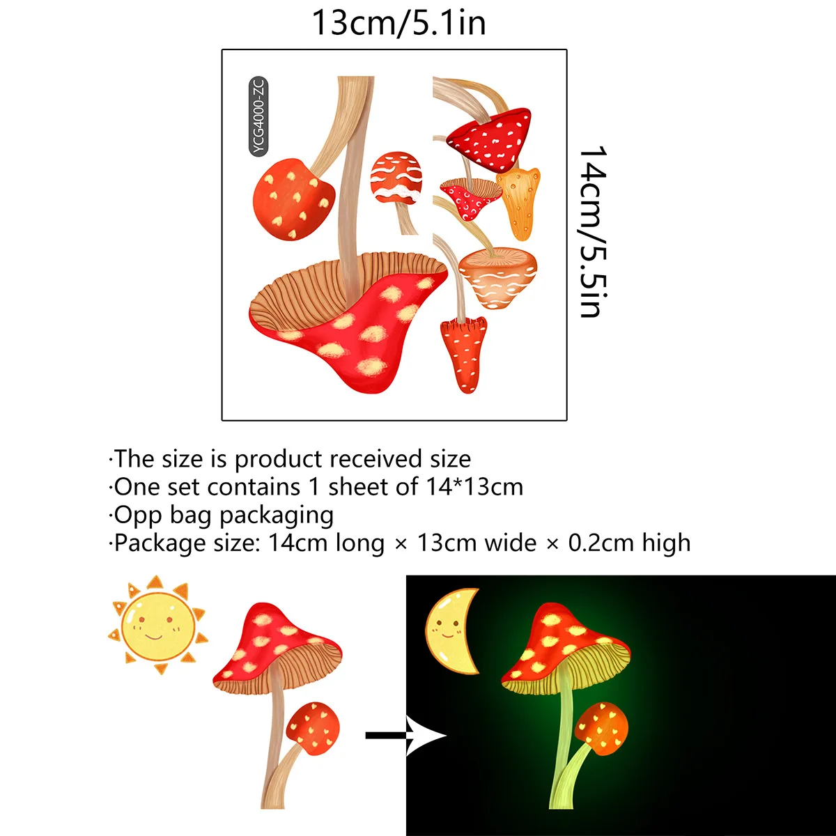 Cartoon Colorful Mushroom Luminous Wall Stickers Glow in the Dark Fluorescent Light Switch Stickers for Kids Room Home Decor