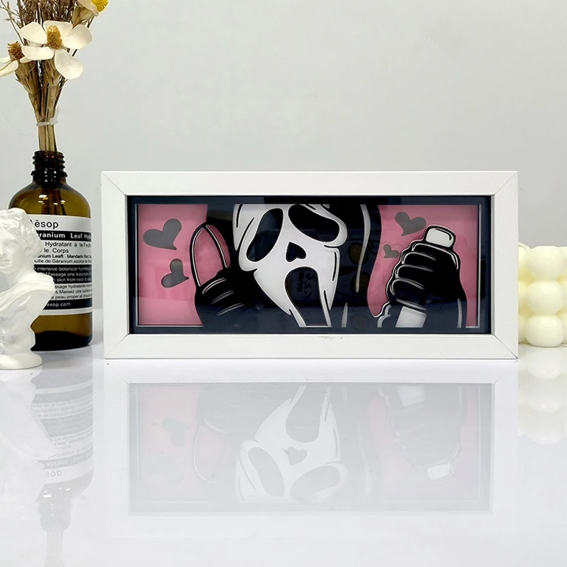 Horror Movie Series Paper Cut Shadow Box Light Halloween Remote control model multiple colors Gamer Bedroom