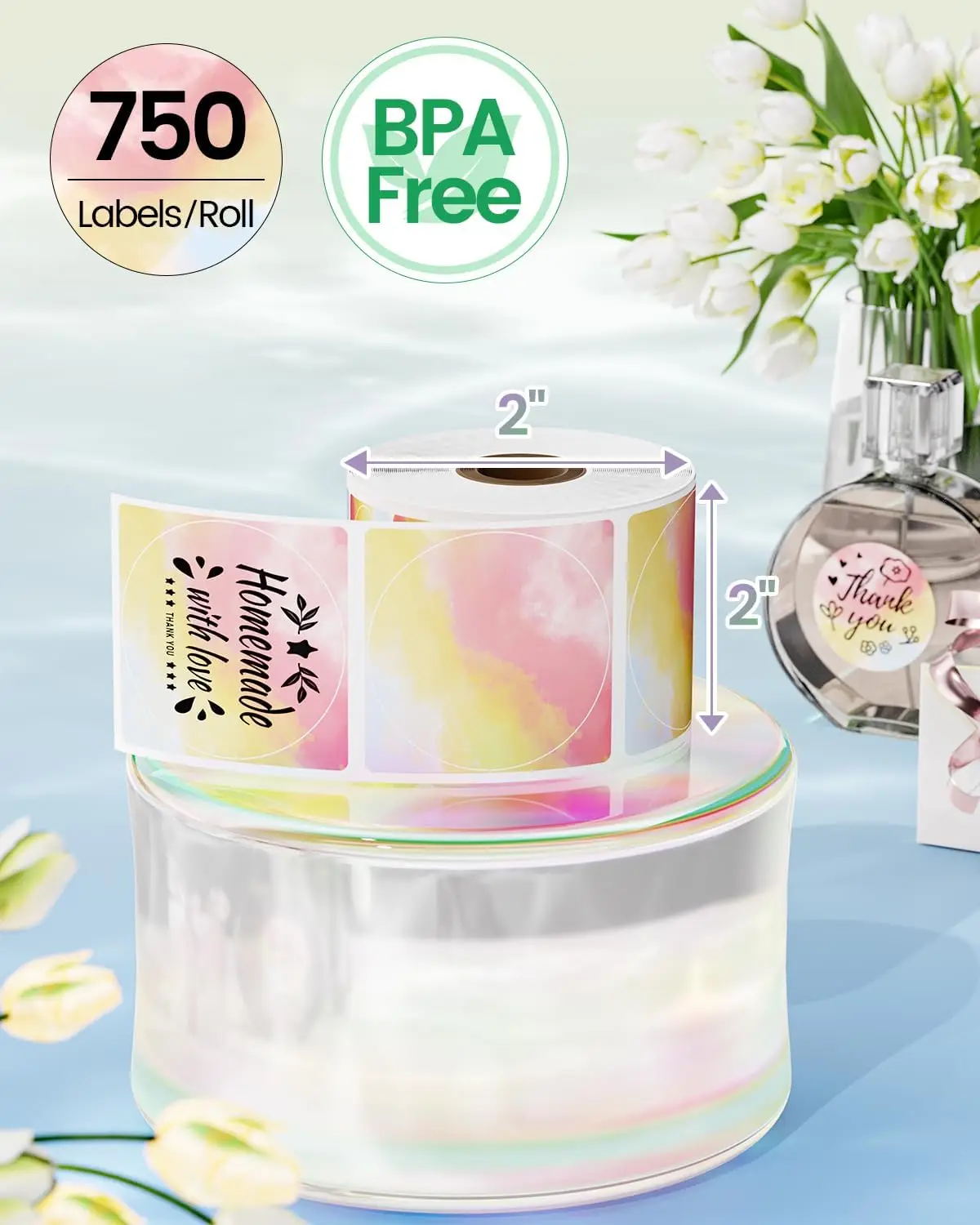 Phomemo PM-241BT Shipping Label Printer Label Sticker Round Label Square Label Rainbow Color DIY Logo Design Small Business