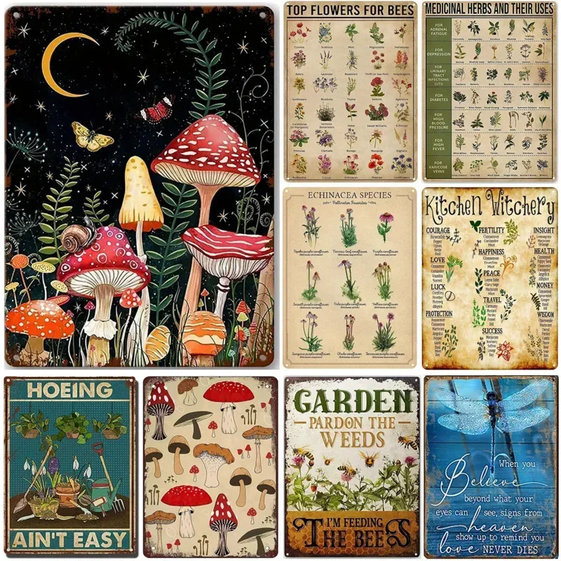 Vintage Metal Tin Signs Plaque  Gardening Plants Wall Art Poster  Iron Painting for Man Cave Home Cafe Garden Club Bar  Retro
