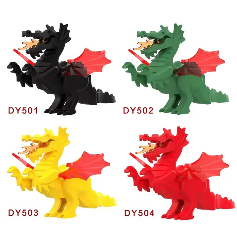 MOC Medieval Dragon Action Knights Warrior Figures Scene Building Block DY501-DY504 Military Pets Diy Accessories Toy Boy Gift