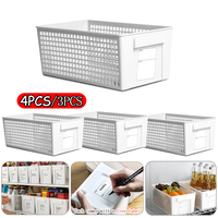 New 4/3PCS Crate Plastic Storage Box with Label Kitchen Basket Home Storage Supplies Desktop Cosmetic Stationery Organizer Boxes