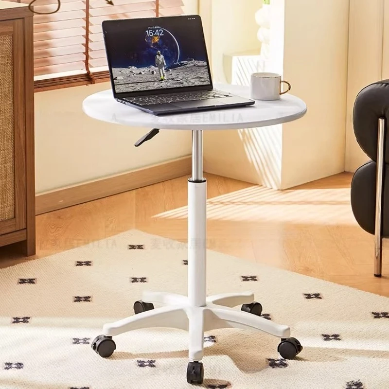 Small Compact Round Rolling Table Versatile Height Adjustable Dining Tables Balcony Leisure Coffee
