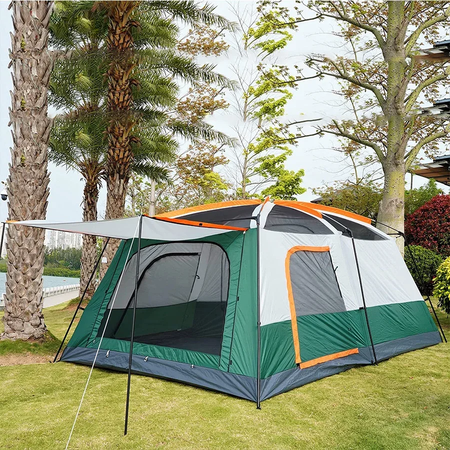 Extra Large Tent 12 Person Family Cabin Tents 2 Rooms,Straight Wall 3 Doors and 3 Window  with Mesh Waterproof,