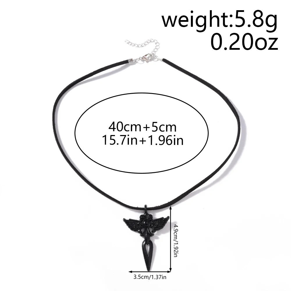 Aihua Vintage Mode Leder Seil Herz Kreuz Anhänger Halskette Für Frauen Männer Kpop Schmuck Zubehör Y2k Ästhetik – Detail 13