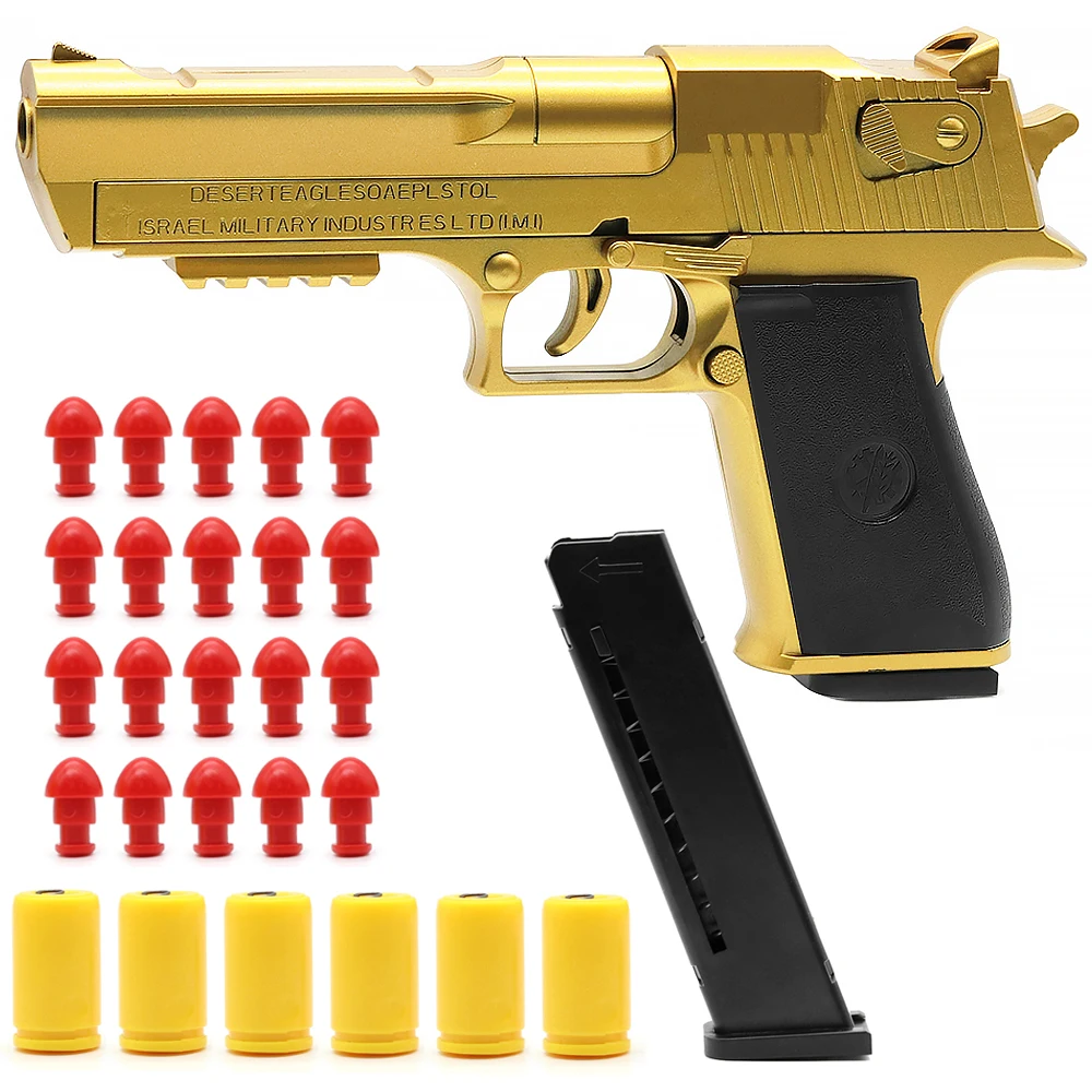 Mechanical Automatic Desert Eagle Toy Guns Shell Ejection Airsoft Pistol Continuous Firing Soft Bullet for Children Shooting