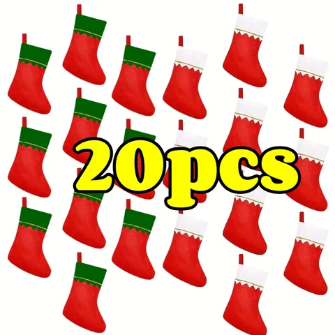 Red Felt Christmas Stockings, Set of 12