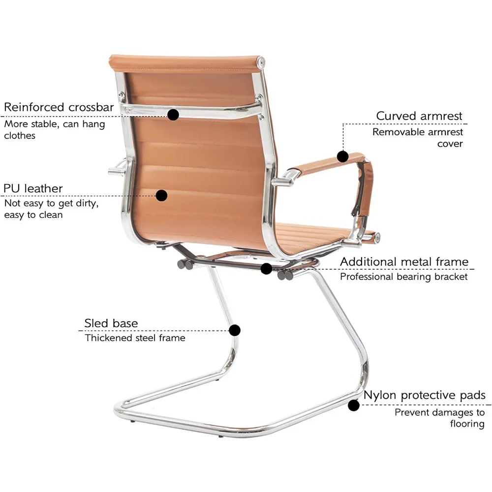 Guyou Guest Chairs Set di 6 con gambe in metallo e Base a slitta