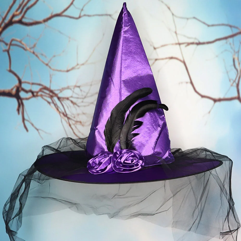 Chapeau de Sorcière d'Halloween, Accessoires de Costume Cosplay, Casquette Effrayante, en Forme de ixFestive, 2 Pièces