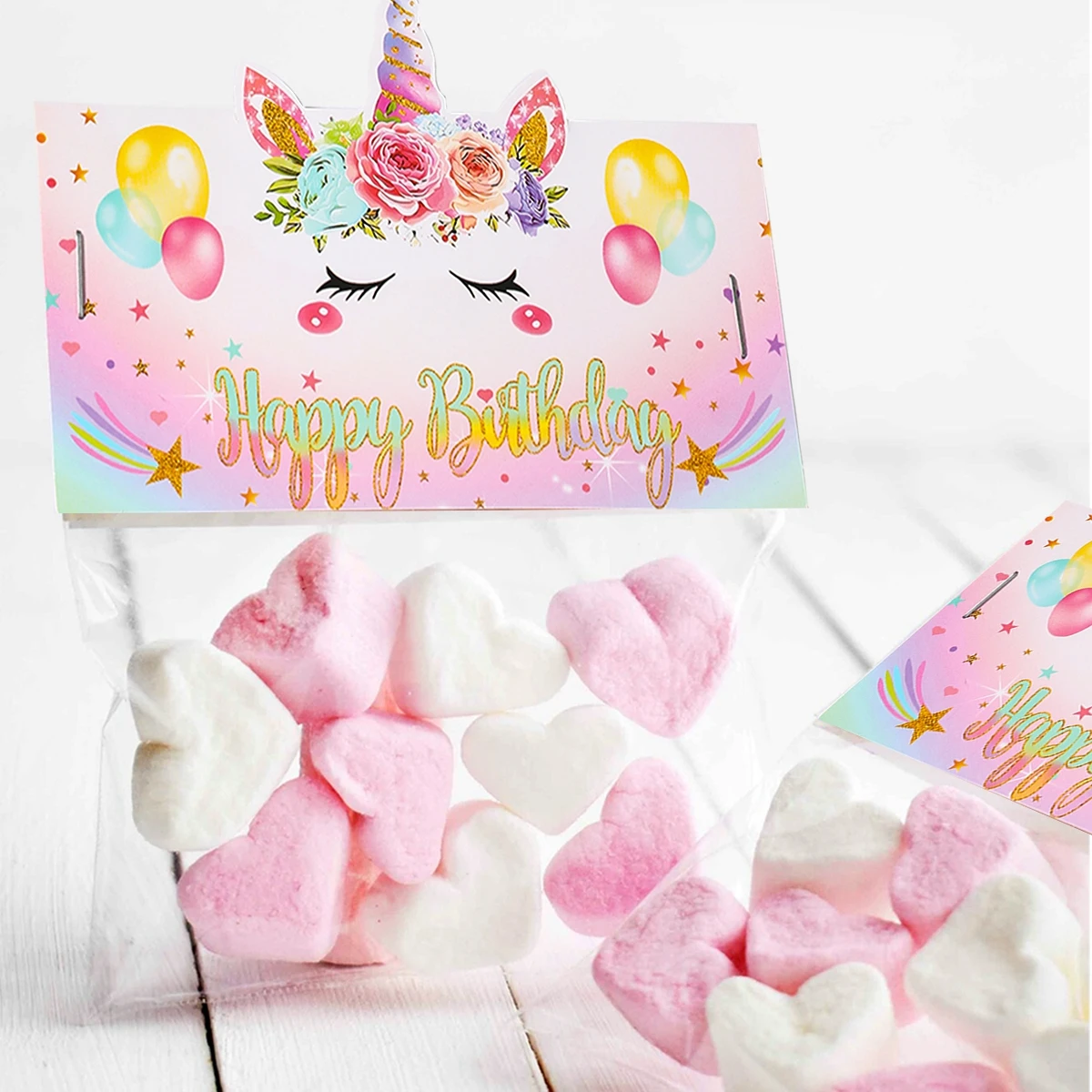 10pcs Treat Bag Topper DIY Paper Cards Candy Bags Unicorn 1st Birthday Party Decorations Kids Gift Bags Happy Birthday Supplies images - 6