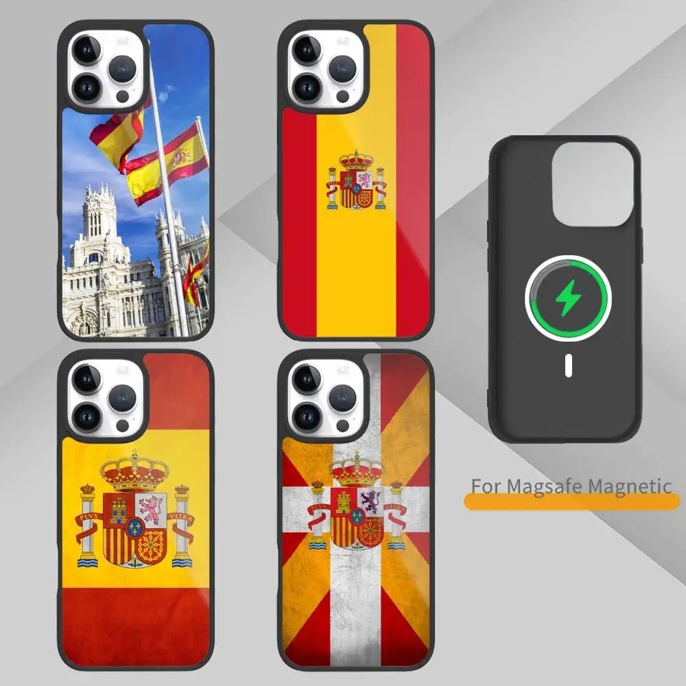 

S-Spain S-Spanish Flag Art Phone Case For iPhone 17,16,15,14,13,Pro,Max,Plus,Magnetic For Magsafe Wireless Charging