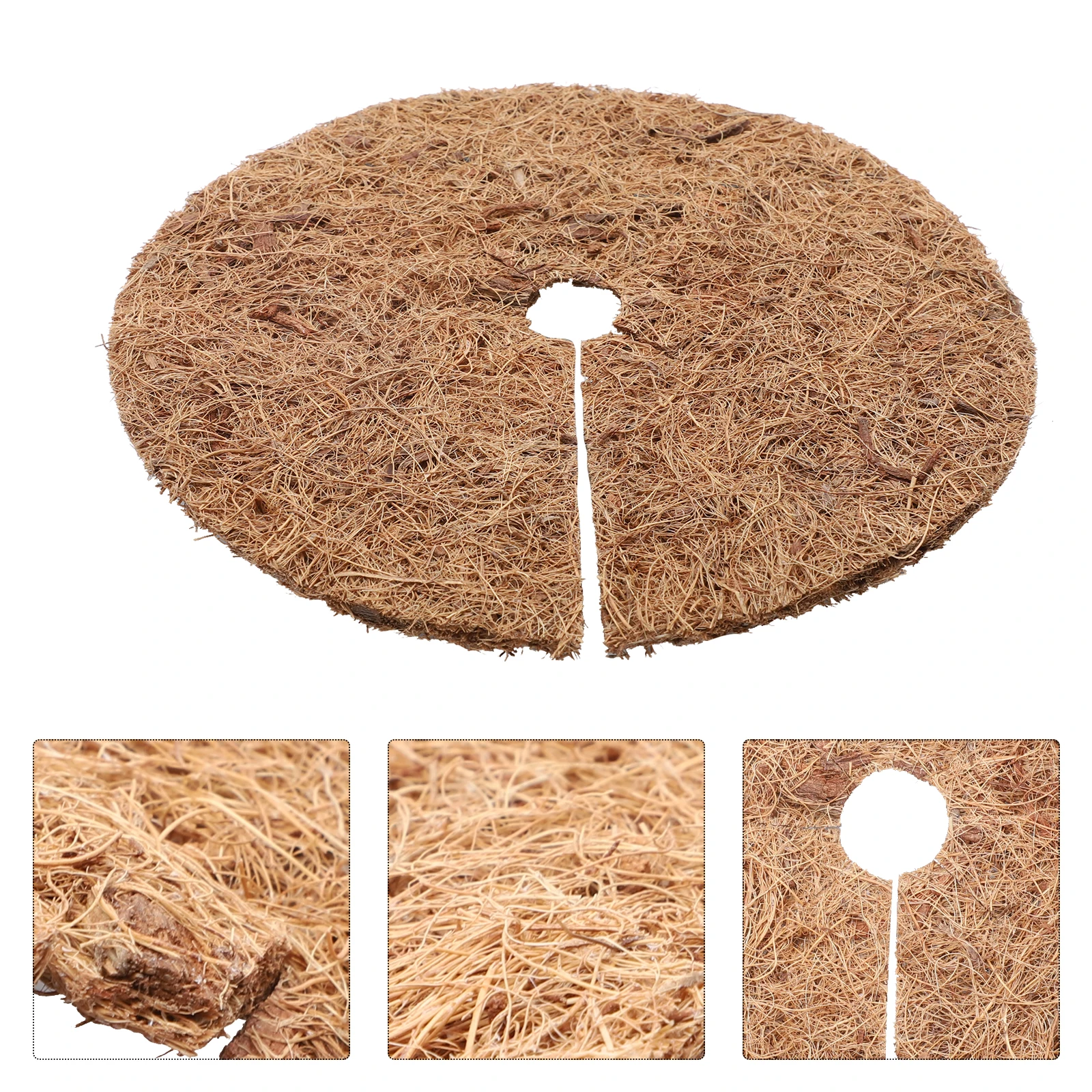 4Pcs Eco-Friendly Coconut Fiber Cushions Plant Protective Mats Round Design Breathable Mulch Flowerpot Control Anti-Grass Pad