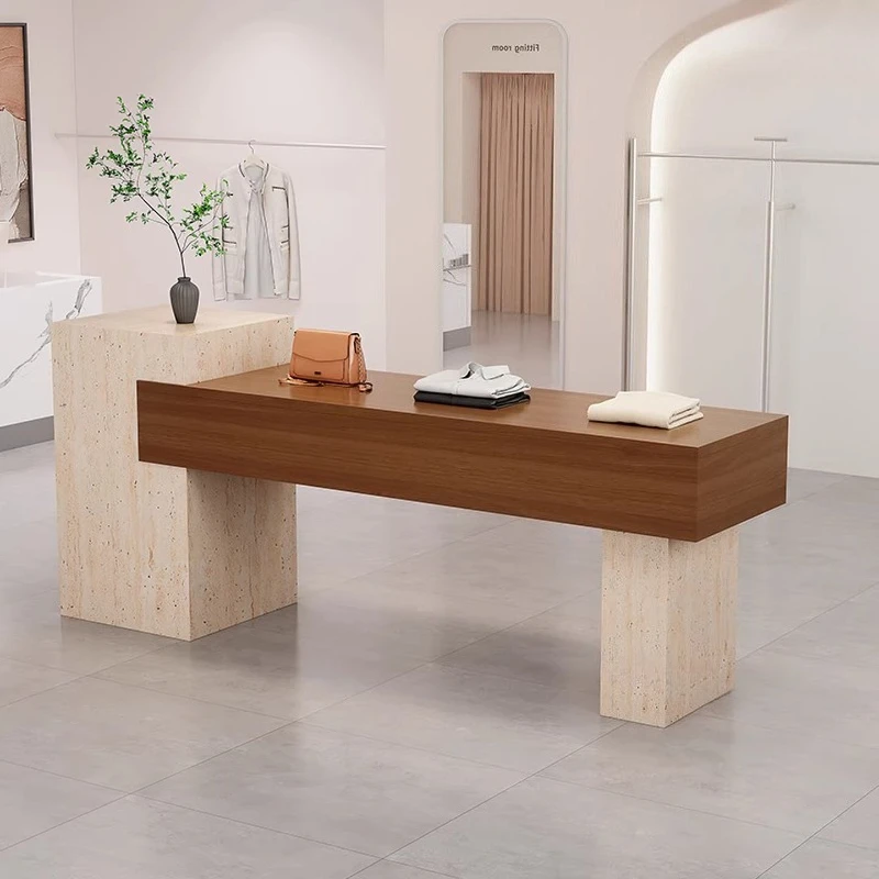 Clothing Store Island Display Table Storage Cabinet Shopping Mall Decoration Cabinets Women Clothing Reception Desk Workstations