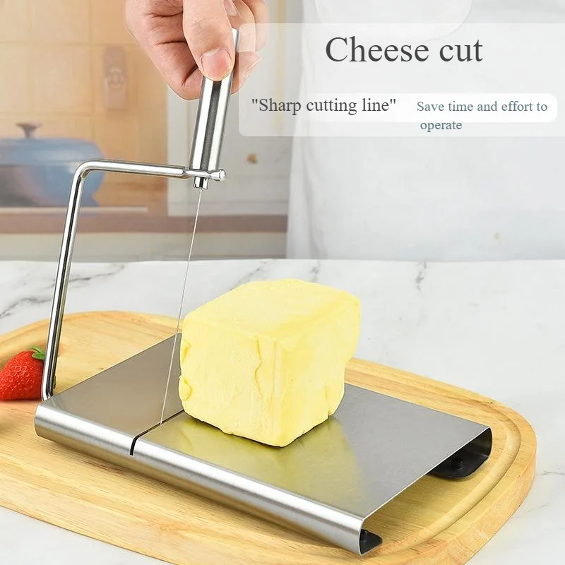 

Stainless Steel Cheese Slicer - Adjustable Thickness Kitchen Tool for Ham, Cheese & Food Shaving, Dishwasher Safe Cutter