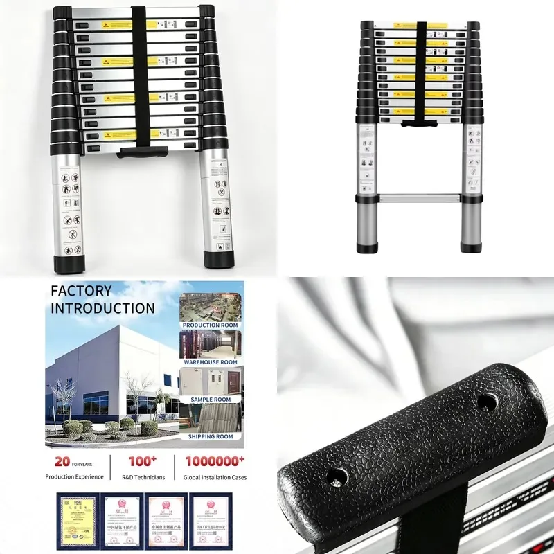 Portable Folding Retractable Aluminum Wall Ladder 150kg Load Bearing for Outdoor Apartment Use