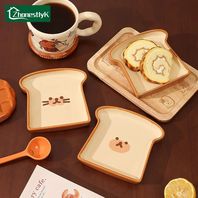 Kitchen Baking Dishes - Cute Toast Bread Shaped Ceramic Dishes