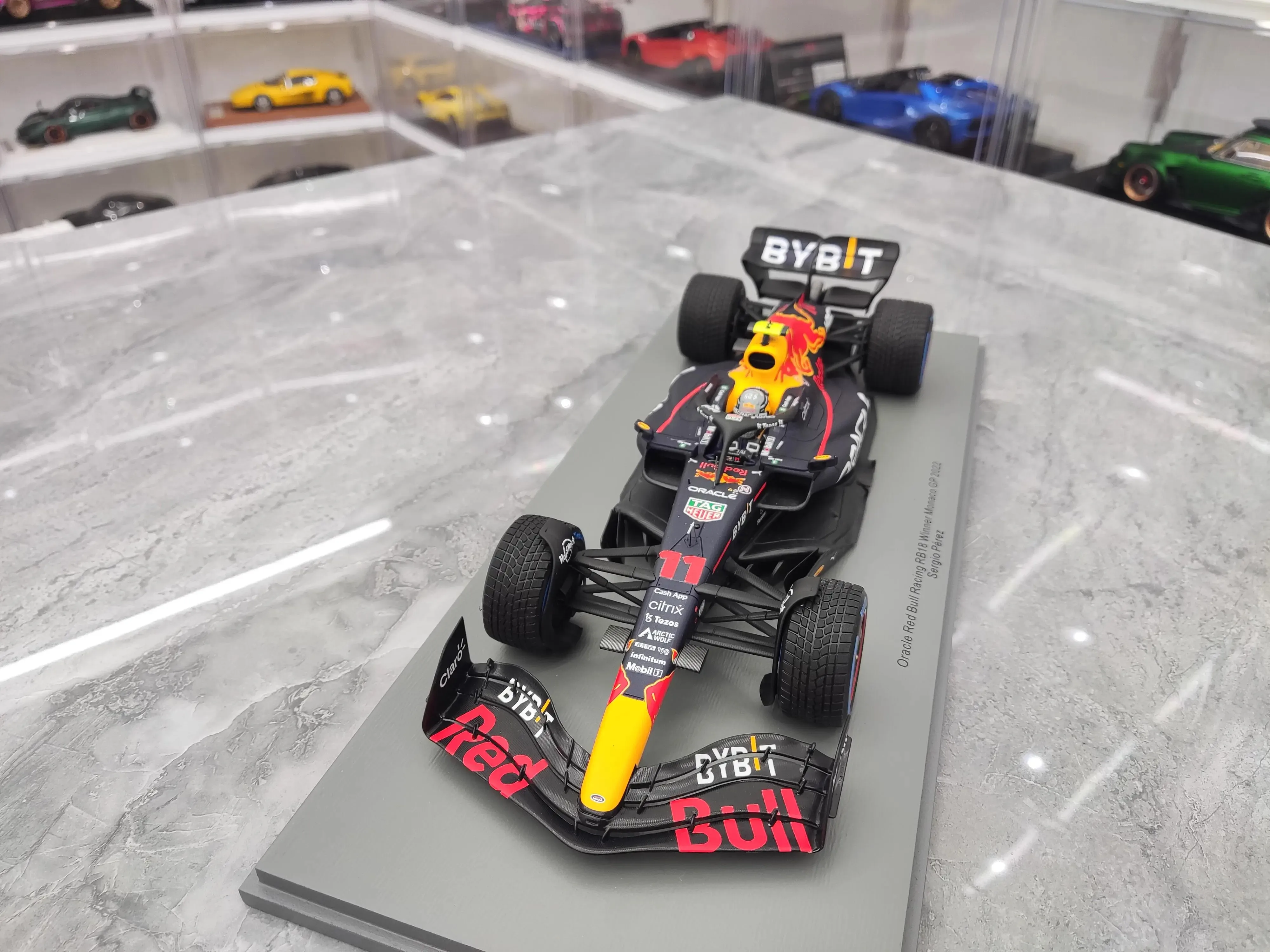 1:18 Spark F1 Car Model Red Bull 2022 Monaco Sergio Perez RB18 #11 Collectible Children Toys Checo F1 Car Birthday Gift