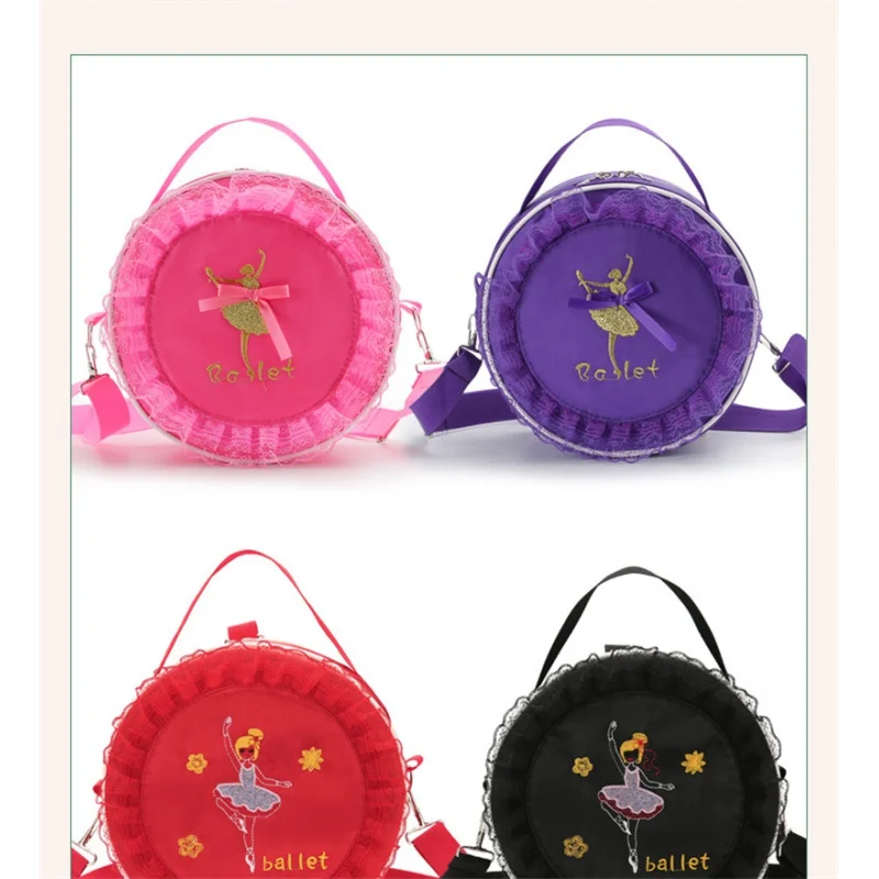 Ballet Dance Shiny Embroidery Backpack Dancing Storage Bag with Key Chain Girls Duffel Shoulder Daypack Gym Schoolbag Handbags