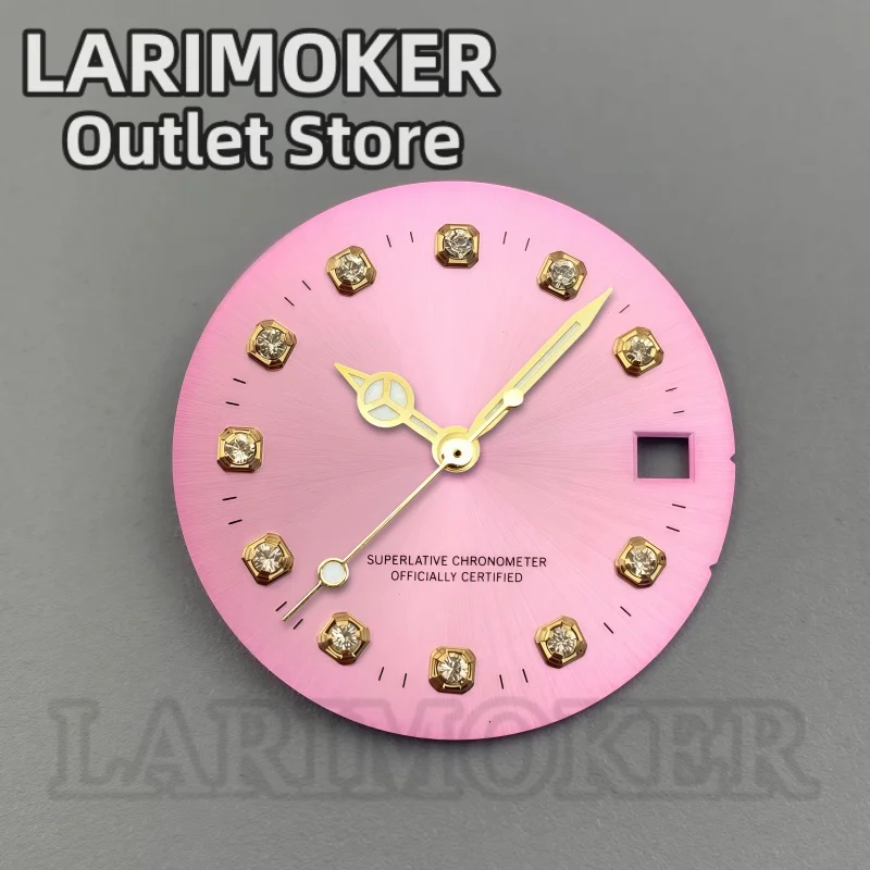 

LARIMOKER NH15 women's watch dial 24.5mm pink dial with diamond time markers suitable for NH15 movement