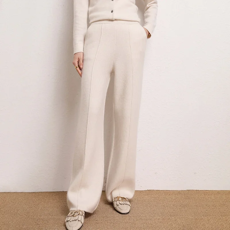 High quality knitted cashmere pants made of pure cashmere support custom cashmere pants for women