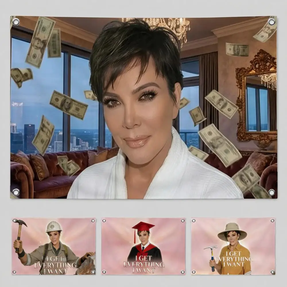 Actor Kris Jenner Flags Home Yard & Garden Decor Banner - Indoor Outdoor Wall Hanging Flag