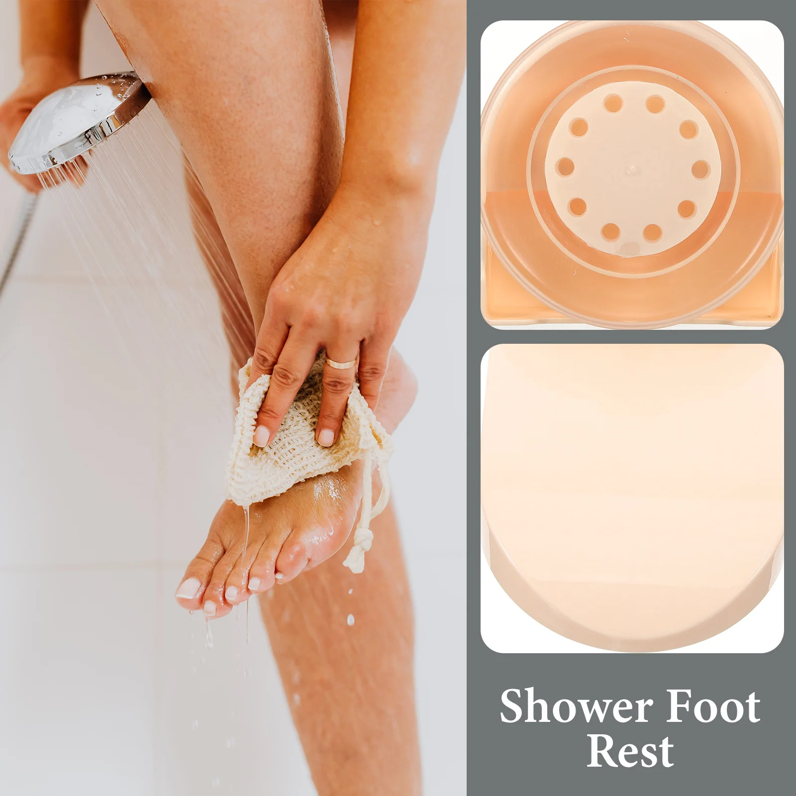 

Shower Foot Rest Suction Cup Bathroom Pedal No Drilling Traceless Design Wall Mount Bathing Footrest Home Use