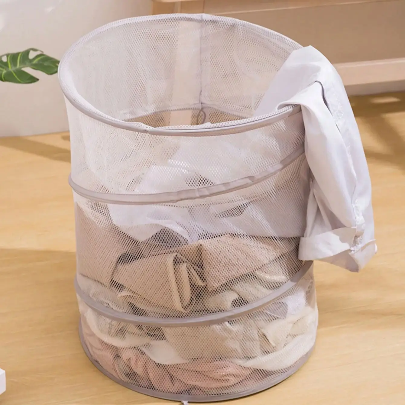 1 Stück faltbarer zylindrischer Wäschekorb mit Kordelzug, Aufbewahrungsorganisator für schmutzige Kleidung und Puppen, platzsparend, für zu Hause