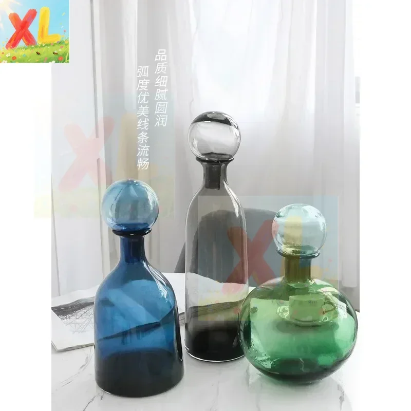 

Nordic INS minimalist artLight luxury transparent glass vase spherical lid flower arrangement creative floral arrangement