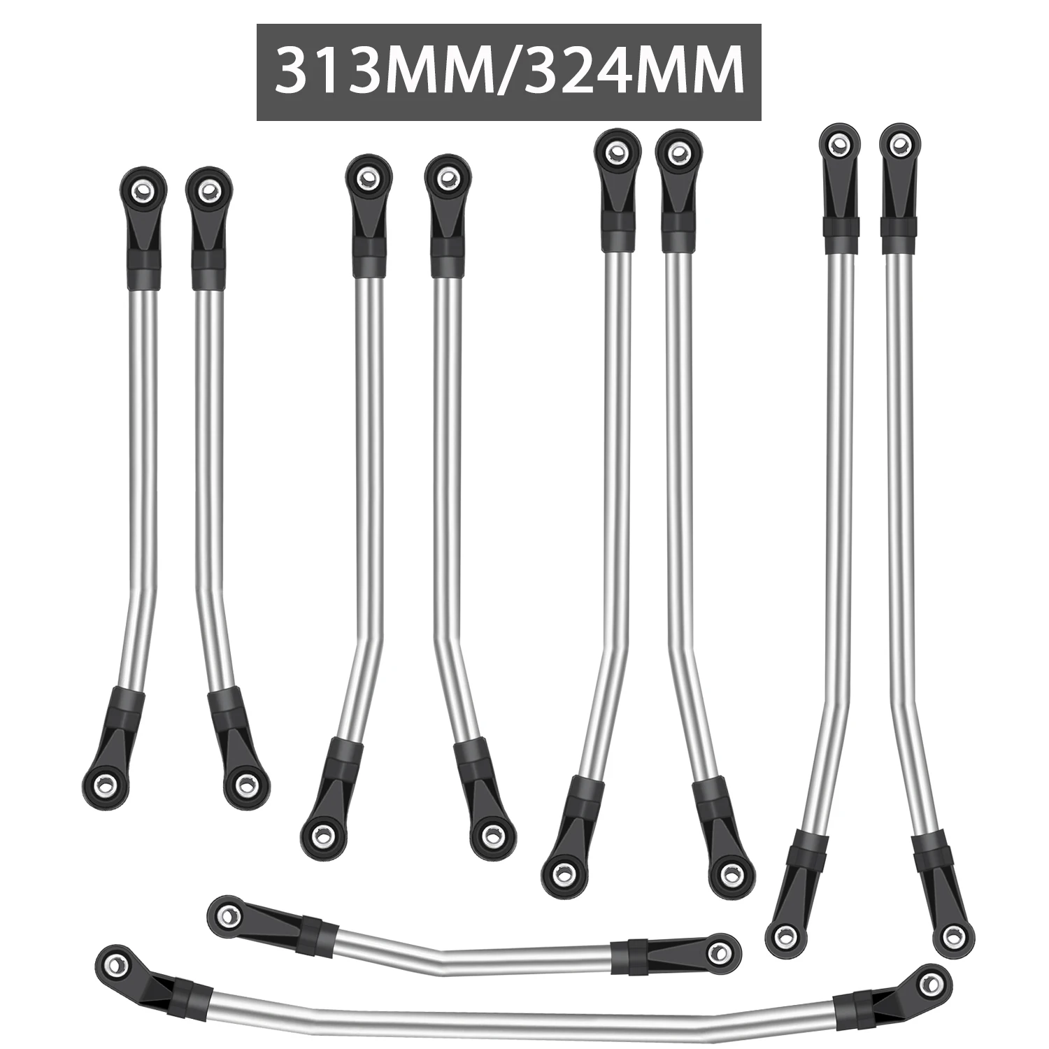 

1/10 313mm/324mm Metal Link Set Linkage Steering Rod Kit for Axial SCX10 SCX10II 90046 RC Crawler Car Upgrade Parts