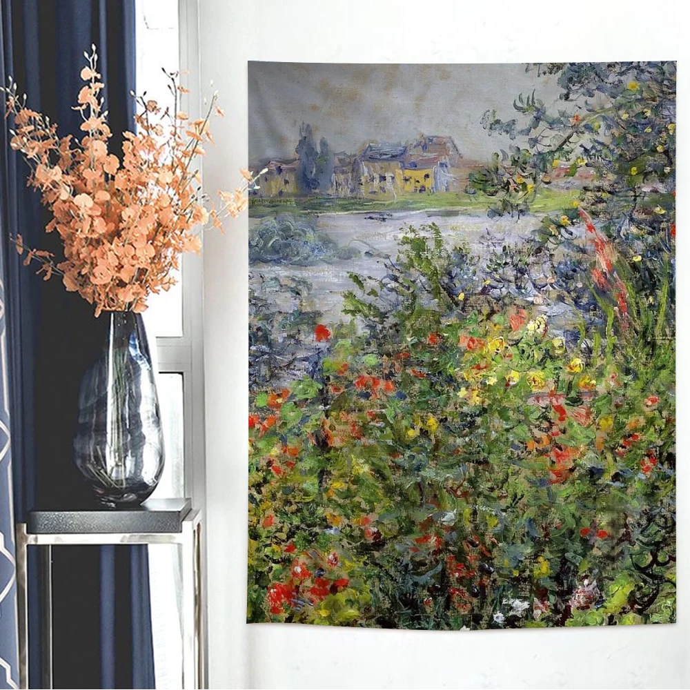 Famous Claude Monet Artwork Cartoon Tapestry For Living Room Home Dorm Decor INS Home Decor