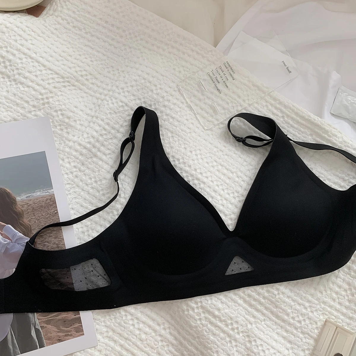 Soutien-gorge à bande de gelée sans couture, section mince Simple, petite poitrine, grande poitrine, petits sous-vêtements, été