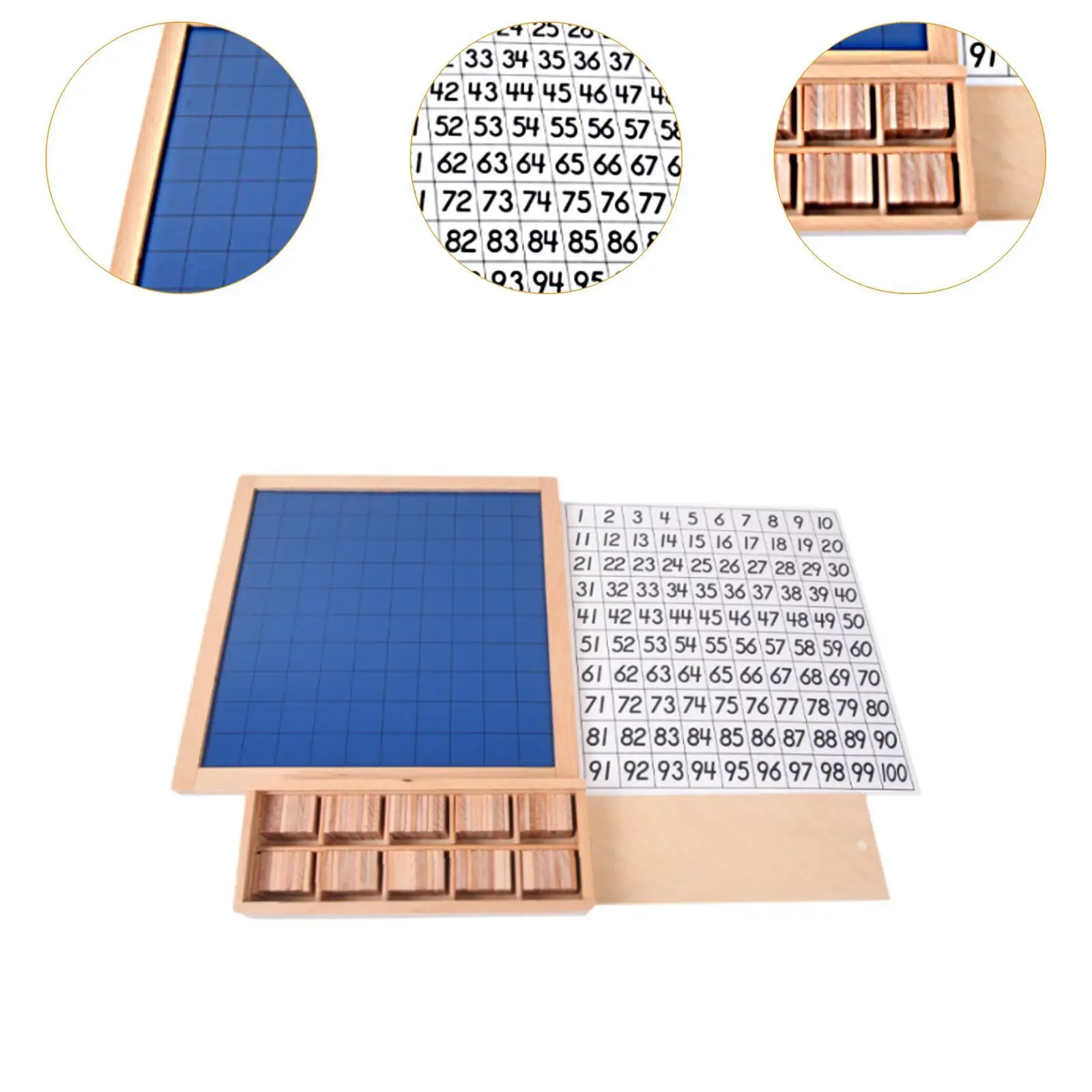 Hölzernes Mathe-Brett, Montessori-Spielzeug, 1–100 Zahlen, Entwicklung, Holzspielzeug, Hundert-Brett, Holz-Zähltablett für Geschenke für Kinder
