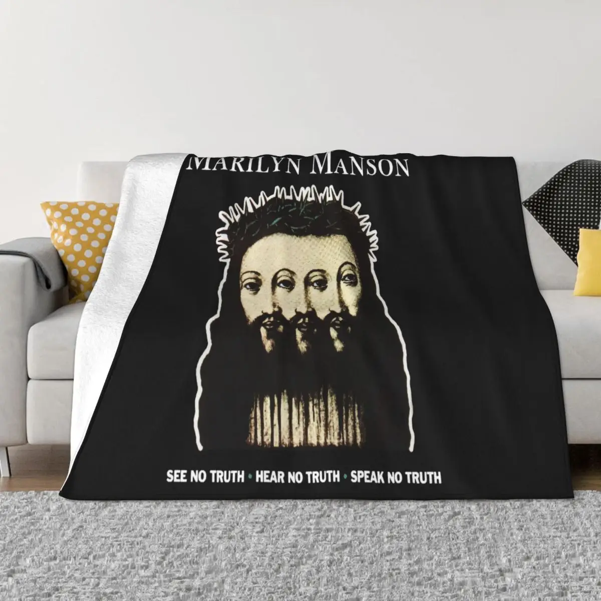 Vintage Marilyn Manson Believe Women Men Animal Hot Many Colors Rock Men Family Goth Vintage On Sale Throw Blanket