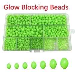 Rock fishing Nightlight Blocking Beads 1000 Pcs/Boxes Fluorescent Space Beans Elliptic Float Balls Light Glowing for Outdoor Set