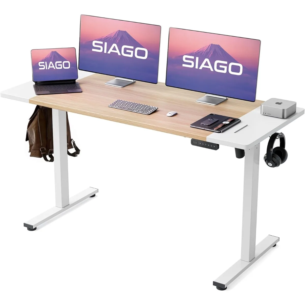 Electric Standing Desk Adjustable -55 x 24 Inch Sit Stand up Desk with Cable Management - 3 Memory Preset Adjustable Height Desk