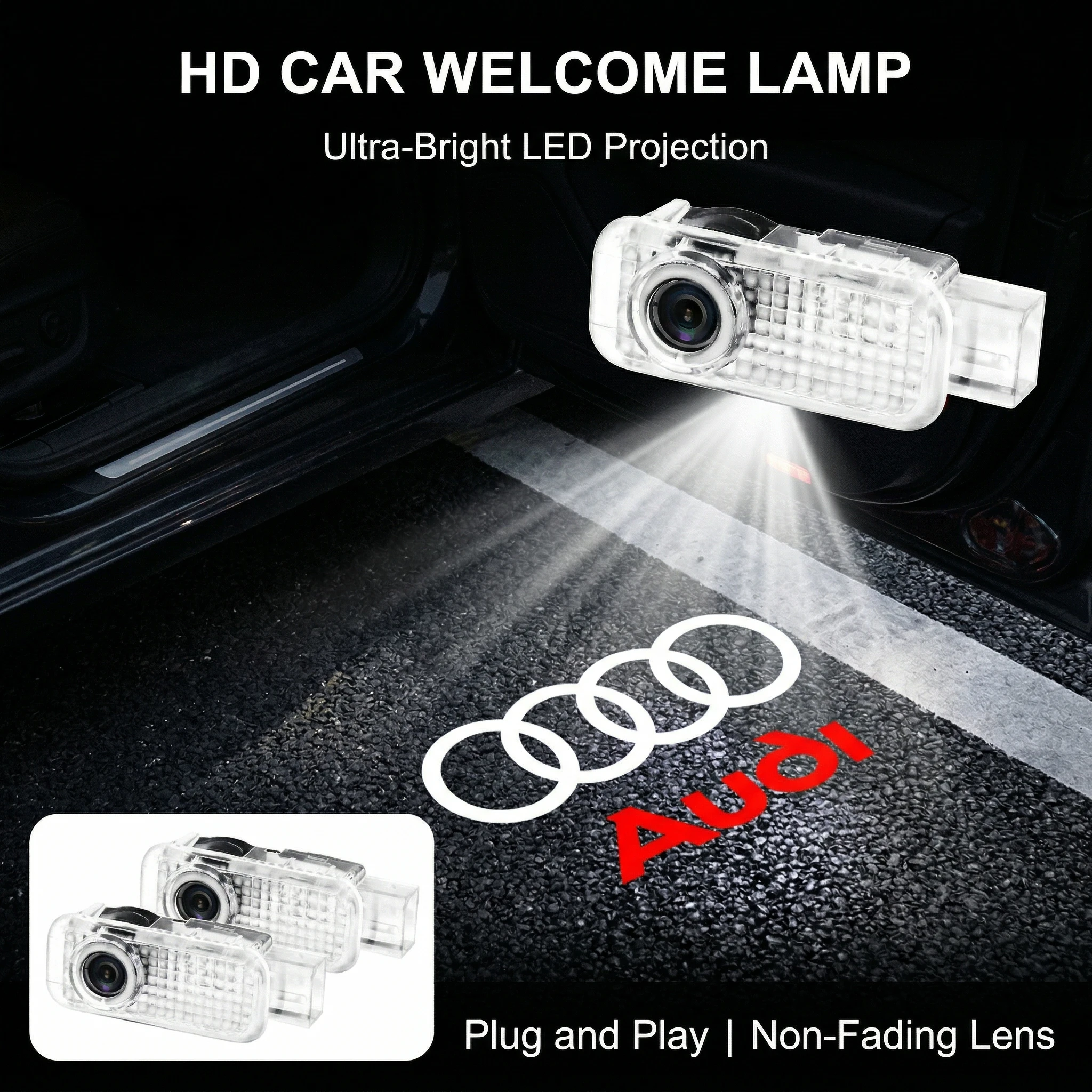 2pcs HD Led Welcome Light Emblem Car Door Projector Lamps Styling For Audi S8 TT A4L A6L RS3 RS4 RS5 RS6 C6 S3 S4 S5 S6 S8 A7 A8