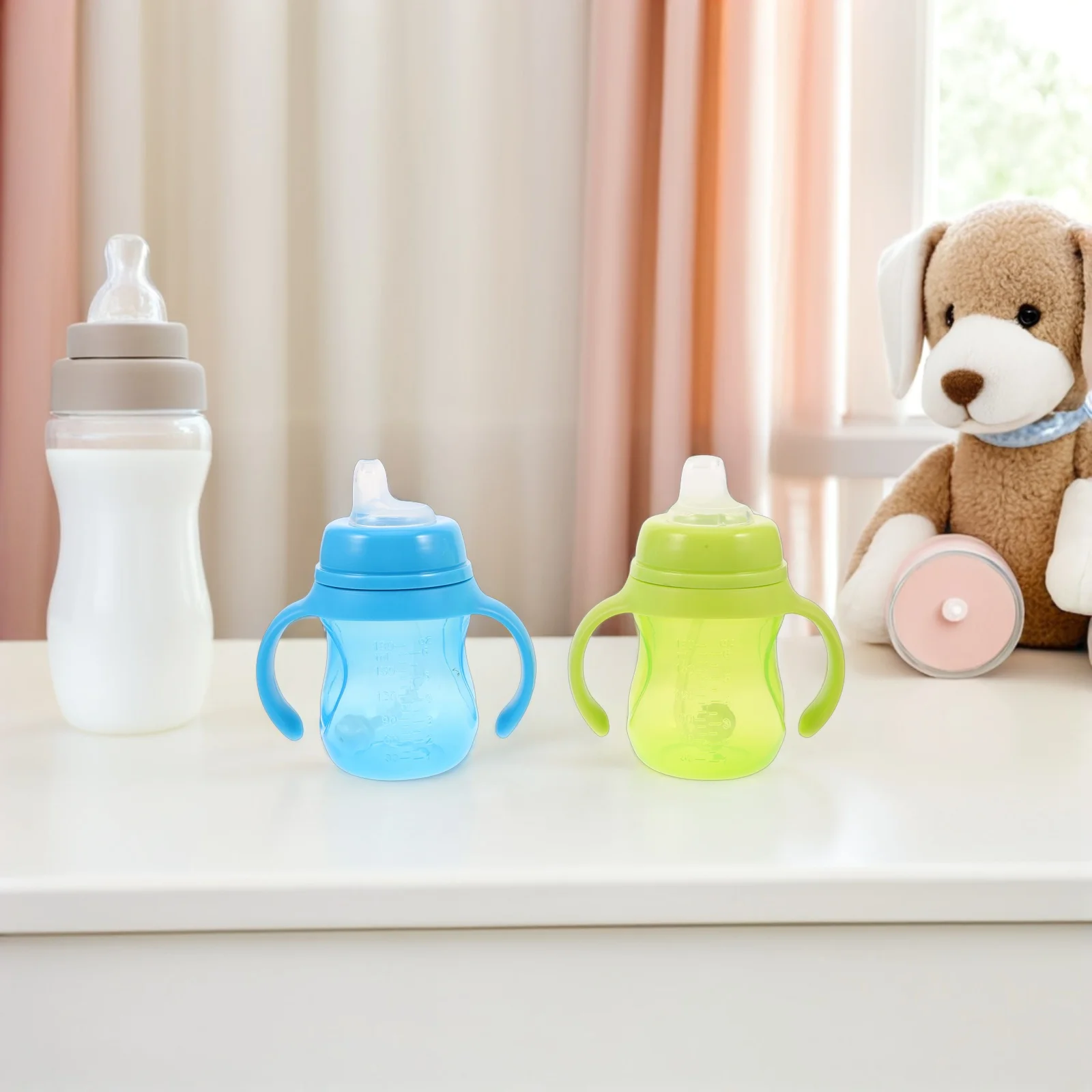 2 قطعة 180 مللي كوب تدريب الطفل مقاوم للانسكاب مع القش المرجح لينة سيليكون طفل كوب امتصاص للرضع الانتقال من #1