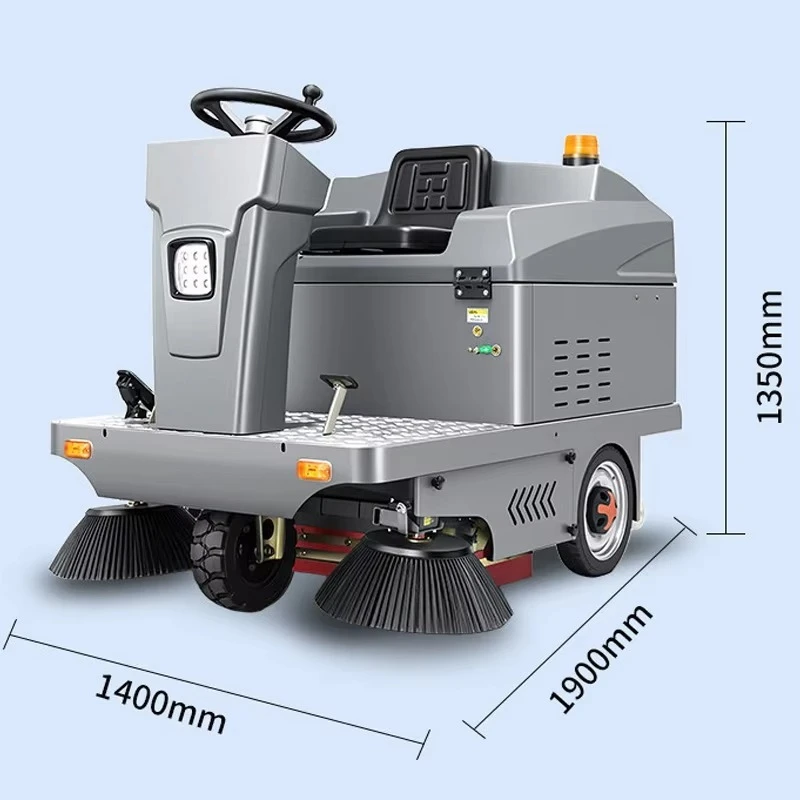 Electric Bilateral Brush Cleaning Sweeper Spray Dust Suction 1400 Driving Industrial Sweeper Factory Workshop Property Road