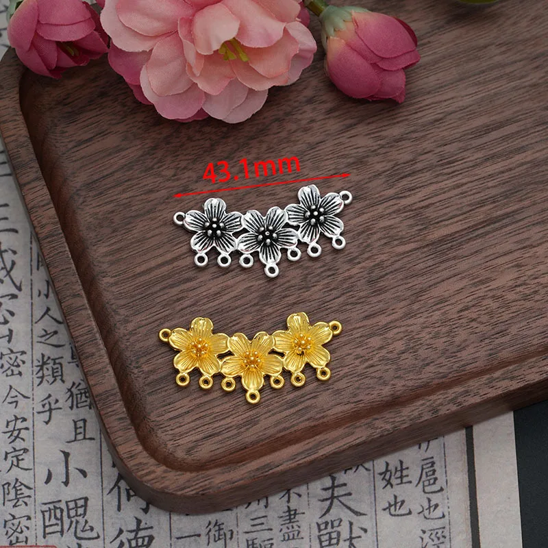50pcs Hairpin Flower Charms Pendant Piece for Earring Dangle Connection Piece Alloy Material Color Retention Hair Accessory